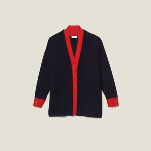 SANDRO ANDRO

Two-Tone Cardi-Coat With Layered Effect - Red and Black Cardigan